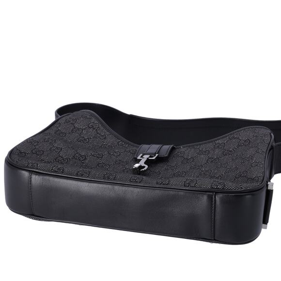 GUCCI GG Shoulder Bag 92736 Black Jacquard Leather Gray - Picture 6 of 7